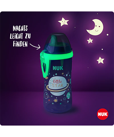 Tetero NUK Kiddy Cup Night 300ml con boquilla resistente