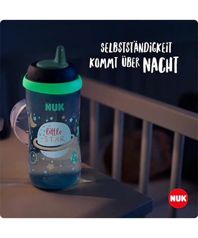 Tetero NUK Kiddy Cup Night 300ml con boquilla resistente