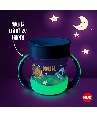 Tetero Mágico NUK Mini Night 160ml con Borde para Beber y Tapa