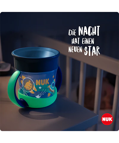 Tetero Mágico NUK Mini Night 160ml con Borde para Beber y Tapa