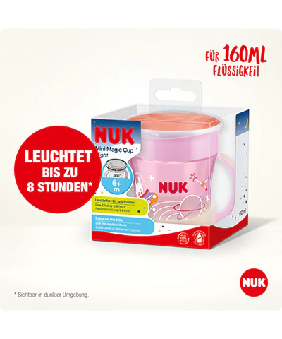 Tetero Mágico NUK Mini Night 160ml con Borde para Beber y Tapa